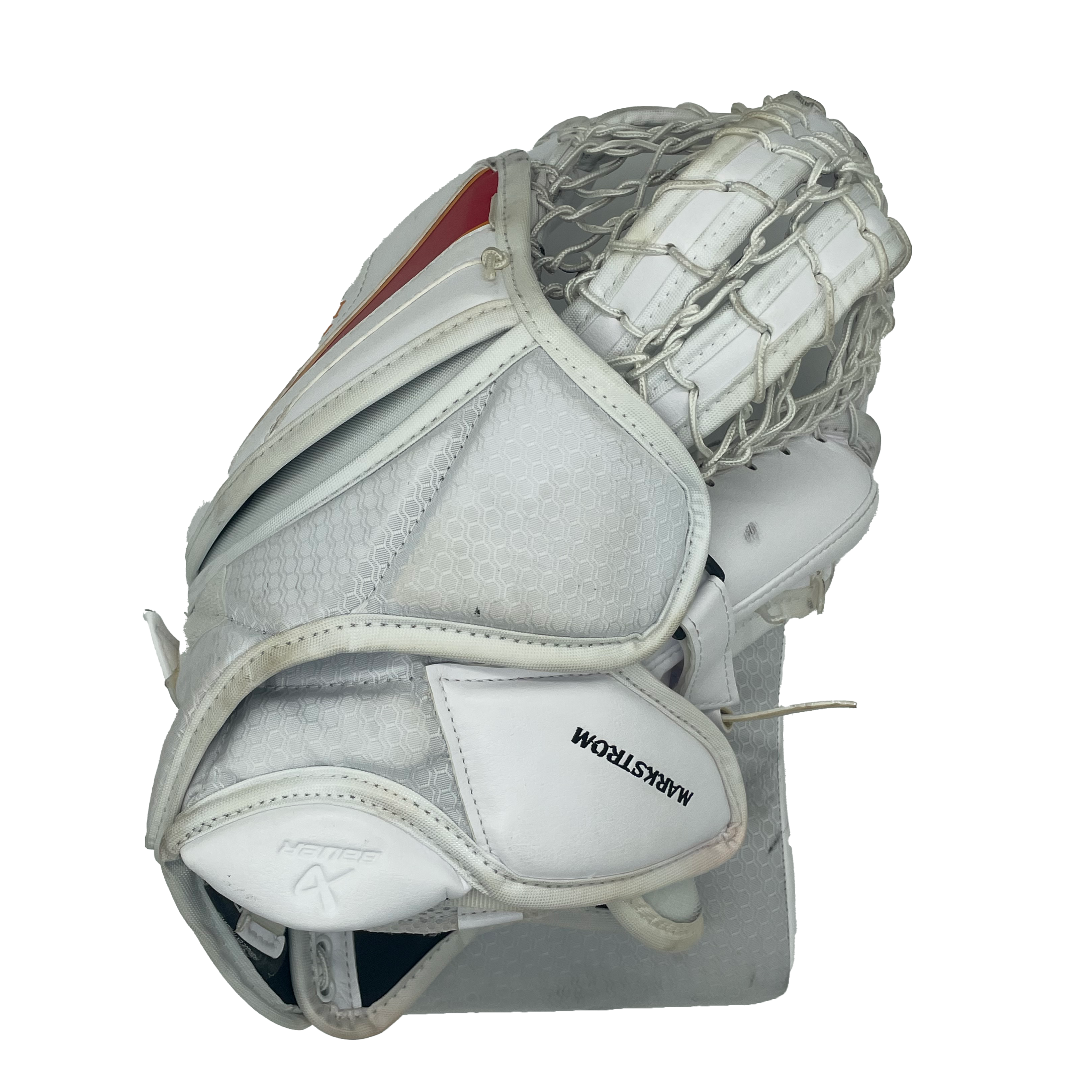 Bauer Vapor Hyperlite 2 - Gant de gardien Pro Stock d'occasion - Jacob Markstrom (blanc/rouge/jaune)